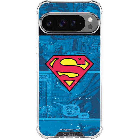 DC Comics Superman Logo Background Pattern Google Pixel 10 Pro XL Clear Case